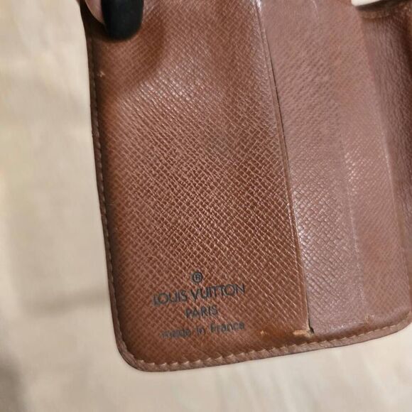 Louis Vuitton Womens Brown Leather Monogram Canvas Bifold Compact Zipper Wallet - Picture 5 of 10